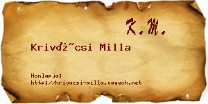 Krivácsi Milla névjegykártya